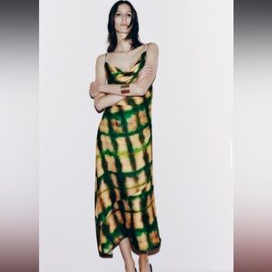 Zara limited edition satin effect printed dress